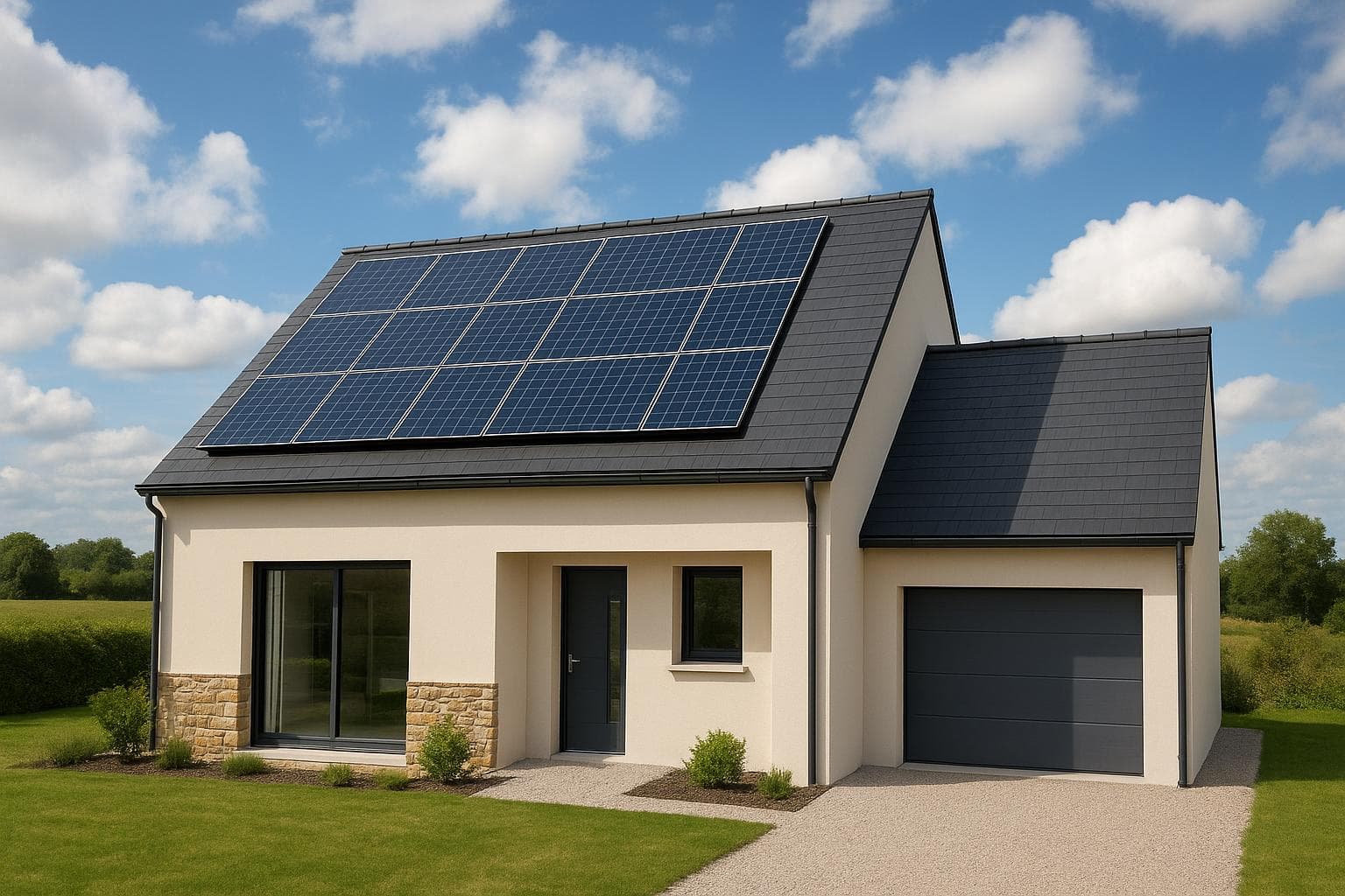 Maison avec panneaux solaires